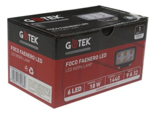 Faro Pirata Rectangular 6 Led 12v