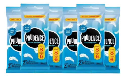 Kit 48 Preservativo Prudence Ultra Sensivel Camisinhas 6 Pct