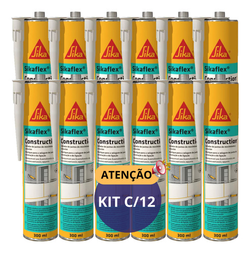 Sikaflex Construction Sika - Selante Elástico 300ml Kit 12un