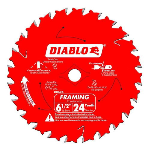 Diablo Tools - Herramientas Diablo De 6-1/2  X 24 Dientes