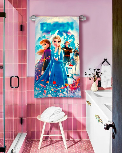 Toalla De Baño Diseño Frozen 155x85 Cm Microfibra Suave Gris Y Azul Frozen