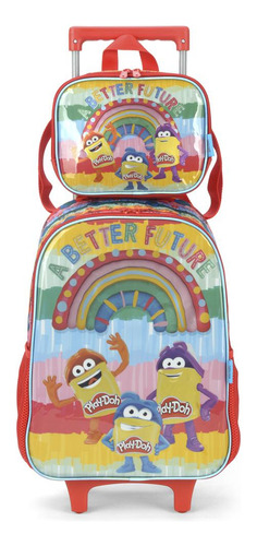 Mochila Infantil Massinha Play Doh Rodinhas Tam Grande Cor Vermelho Desenho Do Tecido Playdoh