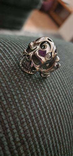 Anillo Calavera Labrado Acero Inoxidable 316l Plateado 21