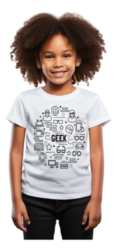 Camiseta Infantil Feminina Sf2 Geek Elementos Nerd