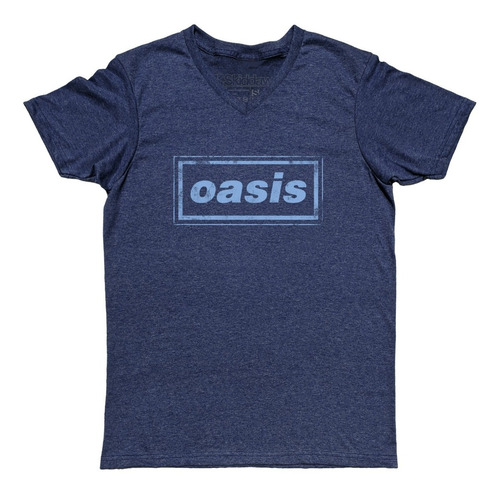 Oasis Distressed Logo Efecto Vintage Playera Cuello En V 