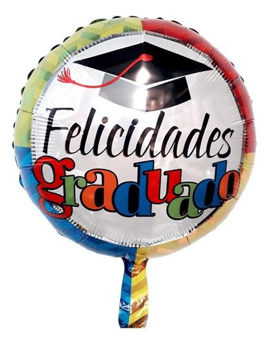 5 Globos Metalicos 46cm Diseño Felicidades Graduado Birrete