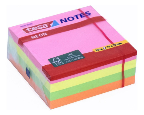 Notas Adhesivas Taco De 75 X 75 Neon 4 Colores 320h Tesa