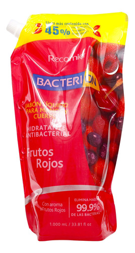 Jabón Liquido Bacterion Manos Y Cuerpo Frutos Rojos 1000 Ml