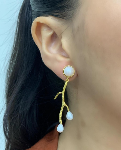 Aretes Turca Chapa De Oro 22k, Con Perlas , Estambul Joya