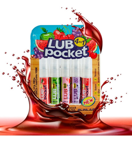 Kit Lub Pocket Blinlab® 5 Lubricantes De Sabores 4.5ml C/u