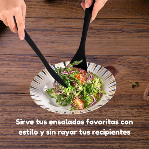 Set 2 Cucharas Ensaladeras Silicona Cocina Antiadherentes