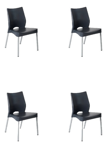 Silla Malba De Comedor Living Quincho Jardín Apilable Set X4