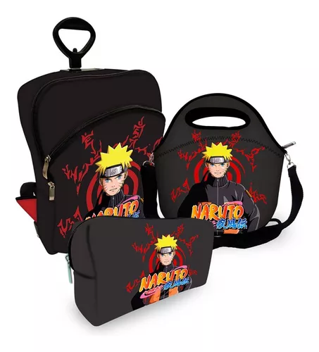 Kit mochila e estojo grande padrão escolar Naruto uzumaki versão