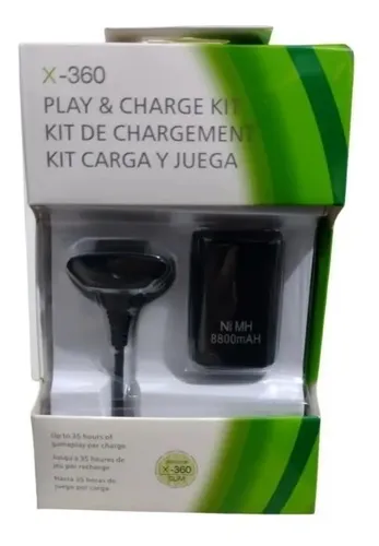 Kit Carga Y Juega Batería Recargable Xbox 360 35h 4800mah
