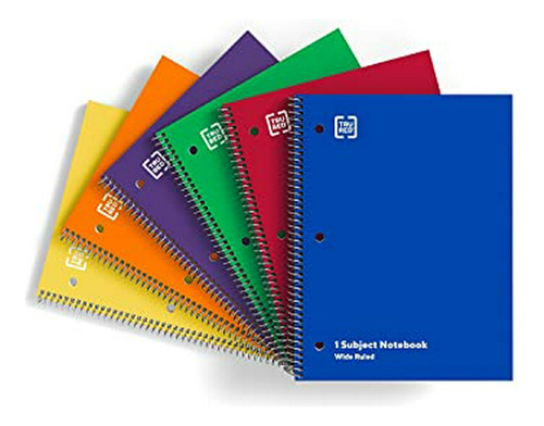 Cuaderno Espiral 1 Materia, Surtido 70 Hojas, 6 Unidades.