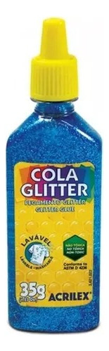 Cola Glitter Lavável Não Tóxica 35g Cores Acrilex Kit 06 Un Cor Sortidas