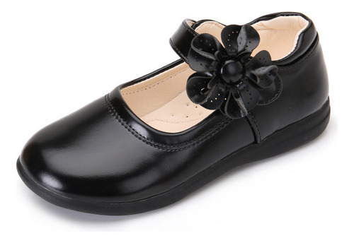 Zapatos Niña Piel Zapatos Princesa Suela Blanda Negro