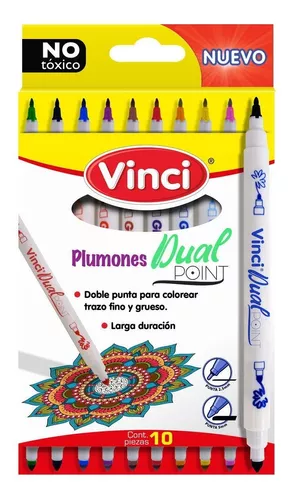10 Plumones Dual Point Colorear Dibujo Lettering Vinci