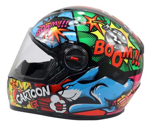 Capacete Fw3 Gt Cartoon Com Inmetro Preto Brilhante Moto