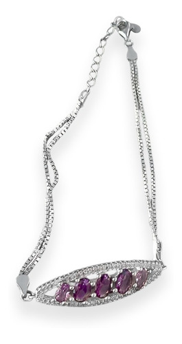 Imagen 2 de 5 de Pulsera Plata 925 Modelo Bella Violeta