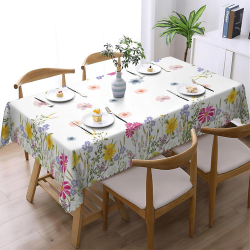 Mantel Rectangular Floral Impermeable Para Hogar Y Fiesta 15