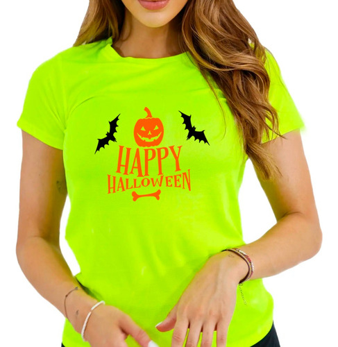 Franela Para Damas Estampada Diseño Halloween Jack Calabaza