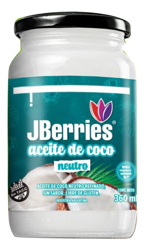 Aceite De Coco Comestible Sin Tacc 360 Ml Jberries