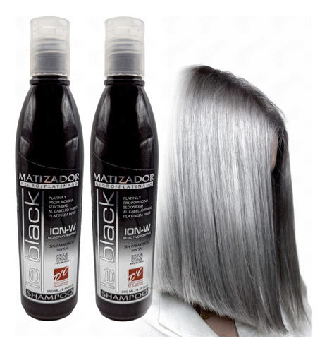  Shampoo Matizador Negro Cabello Platinado 250ml 2 Piezas