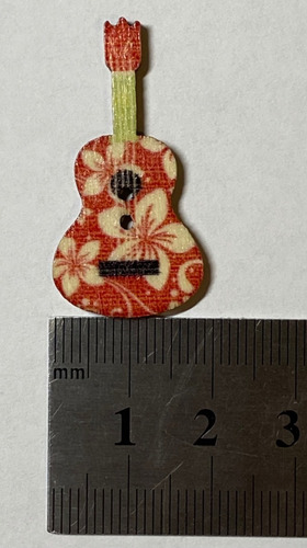 Set De Botones De Madera Forma Guitarra 10 Unidades