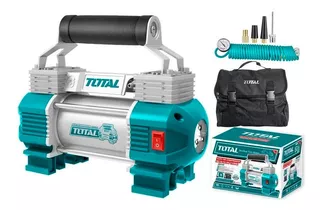 Compresor de aire mini a batería portátil Total Tools Industrial TTAC2506 40L 666666hp 12V turquesa/plateado