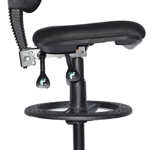 Imagen 5 de 5 de Silla Oficina Para Cajero Con Espaldar Reclinabre Negra