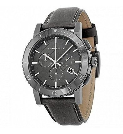 Reloj Burberry Chronograph Gray Dial Grey Leather Para