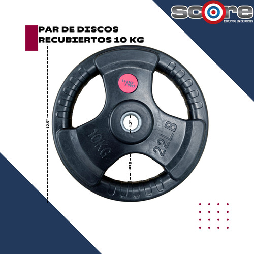 Discos 10kg Total 20kg Estándar Gym 1 Pulgada Ejercicio Casa Color Negro