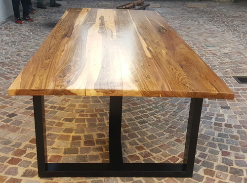 Mesa Mesón De Comedor Estilo Industrial Madera Maciza 3mts