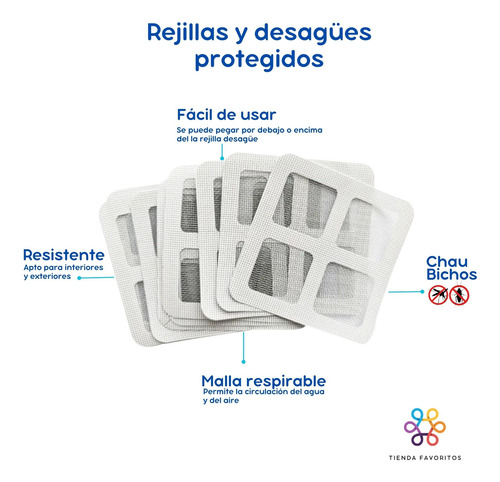 Pack X 5 Filtro Adhesivo Rejilla Desagüe Anti Cucarachas