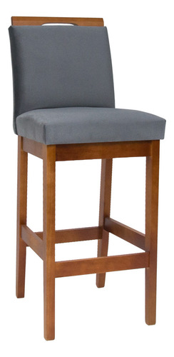 Conjunto 2 Banquetas Altas De Veludo Kit Cinza Estofada Acabamento Da Estrutura Verniz Cor Cinza-escuro