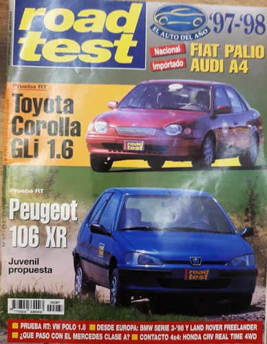 Revista Road Test Nº87 Enero 1998 Corolla Gli Peugeot 106 Xr