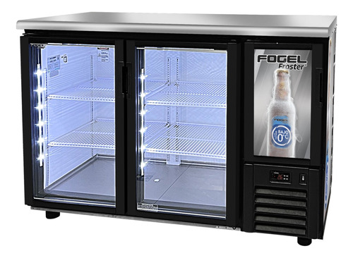 Refrigerador comercial horizontal Fogel Frosterbar-56 1585 L 3 puertas negra 199 cm de ancho 110V - 120V