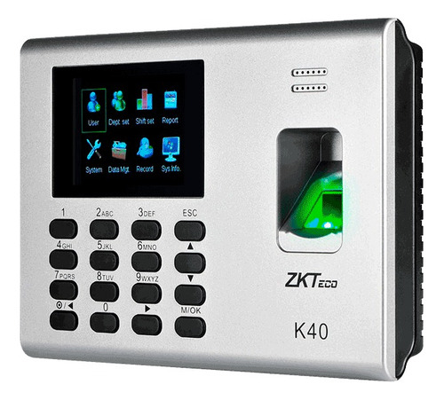 Control Acceso Zkteco K40 1000 Huellas Hoja De Cálculo Plateado