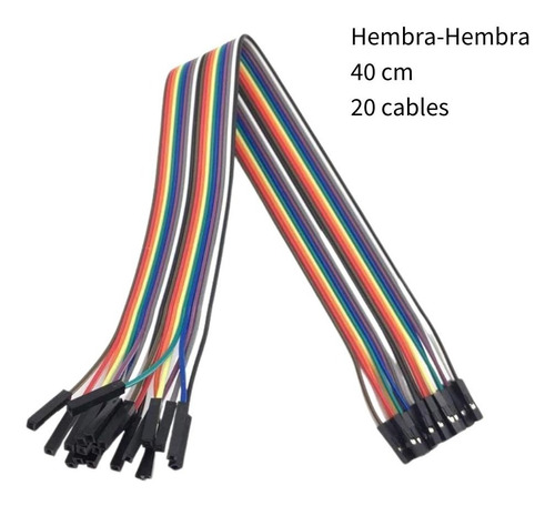 Cable Dupont Hembra Hembra 20 Cables 40cm Protoboard Arduino