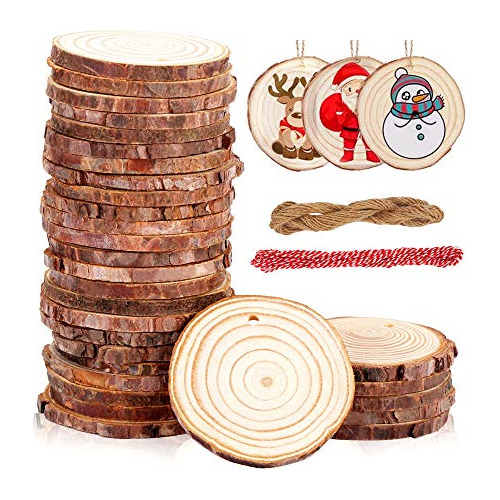 Rebanadas De Madera Sin Acabar, 30 Piezas, 2.4 - 2.8 ,...