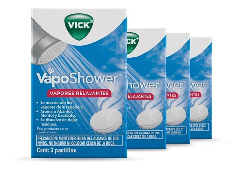 Pack Vapores Relajantes X4 Sobres Vick Vaposhower De 3 U