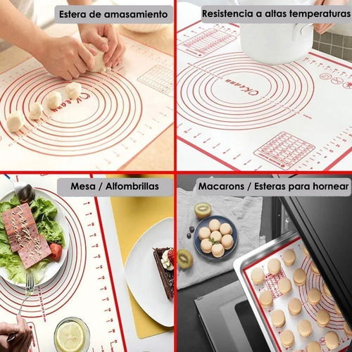 Imagen 6 de 6 de Tapete Silicón Mantel Antiadherente Repostería Fondant Rojo