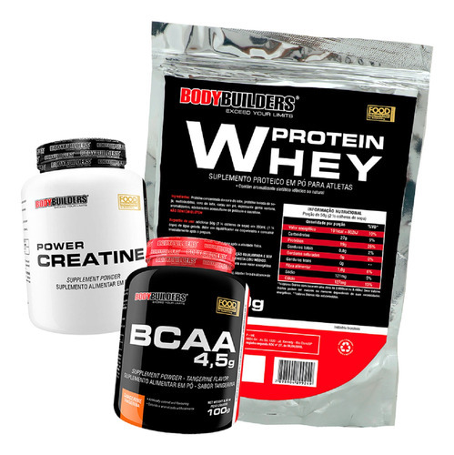 Kit Whey Protein 500g + Bcaa + Creatina - Bodybuilders Sabor Baunilha