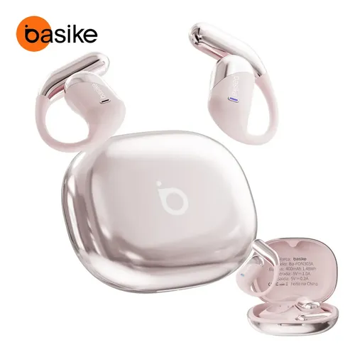 Fone de Ouvido Sem Fio Bluetooth 6.1 Esportivo OWS Com Ganchos Estéreo Hi-Fi com Microfone para Chamadas Claras, Controle de Volume Basike Fone