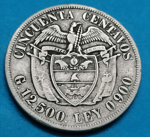 Colombia 50 Centavos 1922 Plata