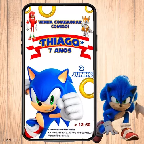 Sonic - Convite Personalizado 10x7