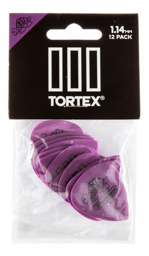 Kit Dunlop Tortex Tiii de 12 cañas, 1,14 mm, 462 peniques, fabricado en EE. UU., color morado