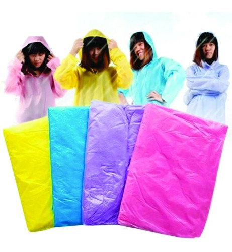 Pilotines Poncho Pvc Transparente Para Lluvia Descartables