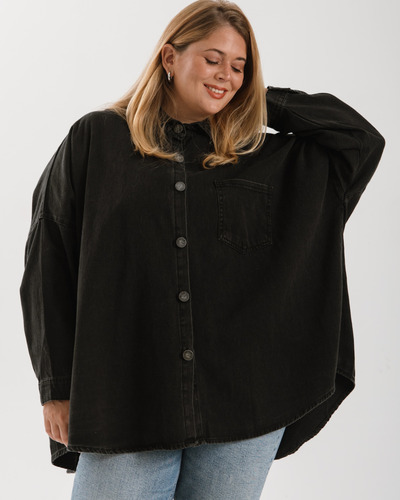 Camisa Jean Camisero Mujer Cuello Clasico Talles Especiales